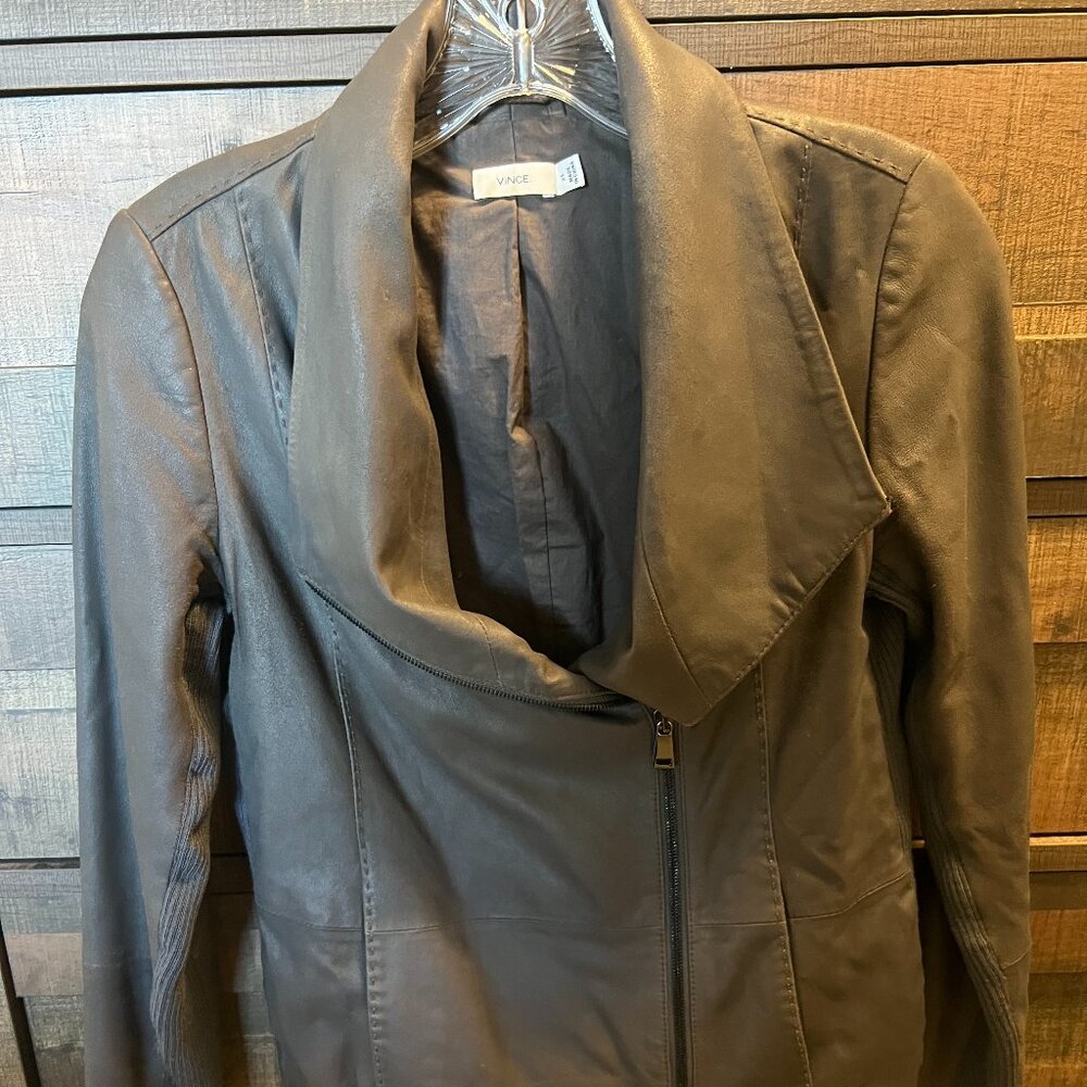 Vince Leather Zip-Front Jacket